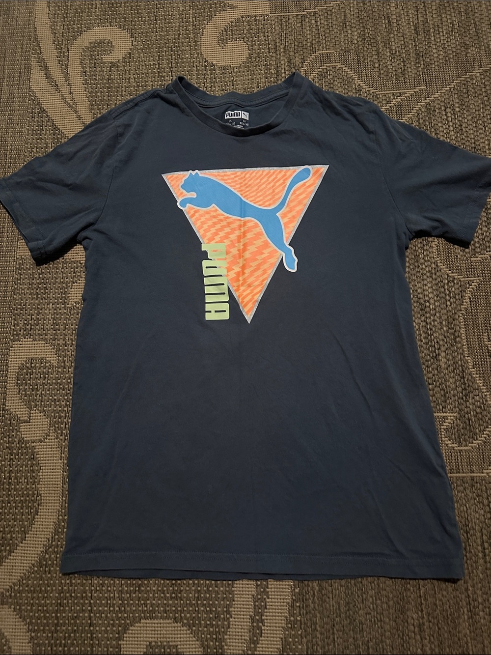 Puma Navy Tee with Orange Triangle and Blue Puma